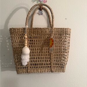 C&C California Golden Jute Tote Bag NWT